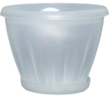 Горшок с поддоном Материя Пластика Знатный полупрозрачный бесцветный, диам. 140 мм, 1 л 042752