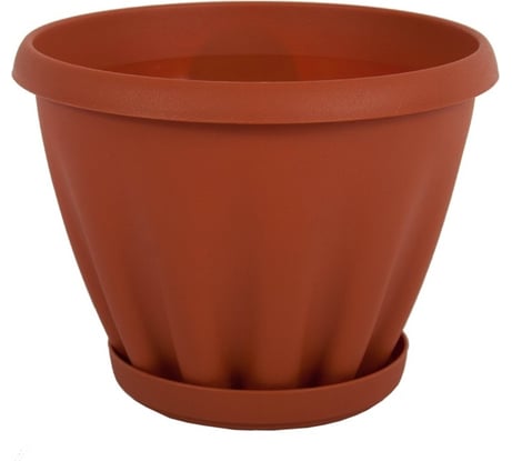 Горшок с поддоном Материя Пластика Знатный терракотовый, диам. 110 мм, 0.45 л 042737
