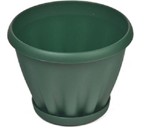 Горшок с поддоном Материя Пластика Знатный темно-зеленый, диам. 320 мм, 11 л 057005