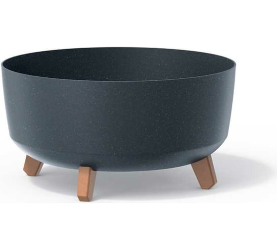 Кашпо на ножках Prosperplast DGRL400LW S433W GRACIA LOW ECO WOOD диам. 380 мм, высота 195 мм, антрацит 066641