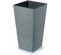 Кашпо с вкладышем Prosperplast DFSH300 422U высокое FURU SQUARE 295х295 мм, высота 55 см, серое 066744