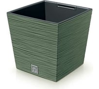 Кашпо с вкладышем Prosperplast DFS240 5615C FURU SQUARE LOW 240х240 мм, высота 235 мм, зеленое 066709