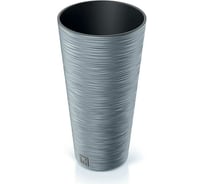 Кашпо с вкладышем Prosperplast DFRH250 422U FURU ROUND SLIM диам. 25 см, высота 48 см, серое 066692