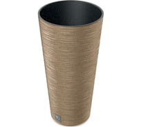 Кашпо с вкладышем Prosperplast DFRH250W 4665W FURU ROUND SLIM ECO WOOD диам. 25 см, высота 48 см, коричневое 066656