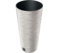 Кашпо с вкладышем Prosperplast DFRH250W S449W FURU ROUND SLIM ECO WOOD диам. 25 см, высота 48 см, белое 066654