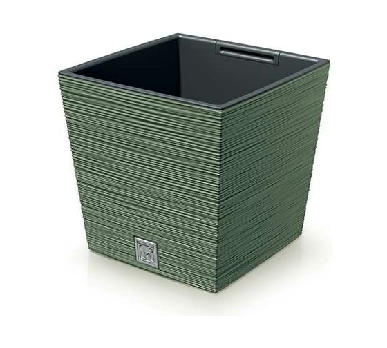Кашпо с вкладышем Prosperplast DFS300 5615C FURU SQUARE LOW 295х295 мм, высота 290 мм, зеленое 066719 1