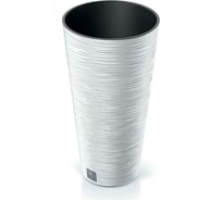 Кашпо с вкладышем Prosperplast DFRH300 S449 FURU ROUND SLIM диам. 300 мм, высота 575 мм, белое 066696