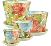 Комплект горшков для цветов Сады Аурики АВ209 Авангард элегант, керамика, 10 см, 13 см, 16 см, 20 см 066601