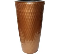 Кашпо Эльфпласт Kerama круглое, с вкладышем, 15.5 л, бронзовое, диаметр 255 мм, высота 482 мм 066544