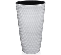 Кашпо Эльфпласт Kerama круглое, с вкладышем, 15.5 л, белое, диаметр 255 мм, высота 482 мм 066543