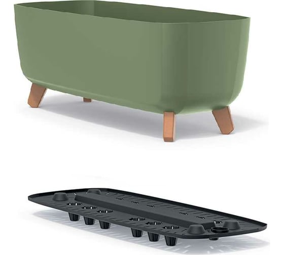 Кашпо на ножках Prosperplast DGCL600 5615C GRACIA CASE 580х240х235 мм, зеленое 066916