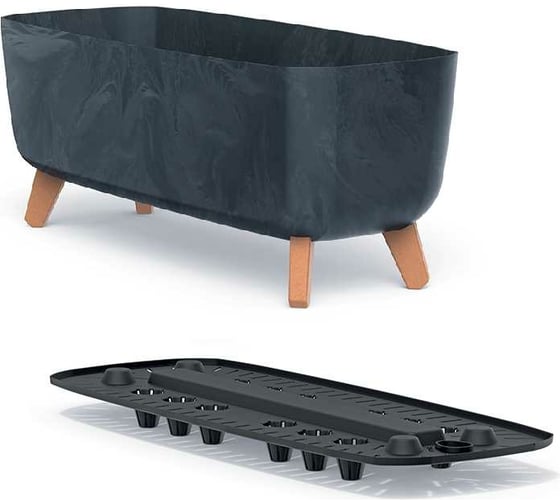 Кашпо на ножках Prosperplast DGCL600ES433 GRACIA CASE BETON EFFECT 580х240х235 мм, антрацит 066953