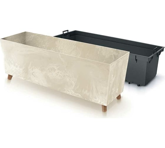 Кашпо на ножках Prosperplast DUC800NE CY728 URBI CASE BETON EFFECT 770х235х300 мм, кремовое 066954