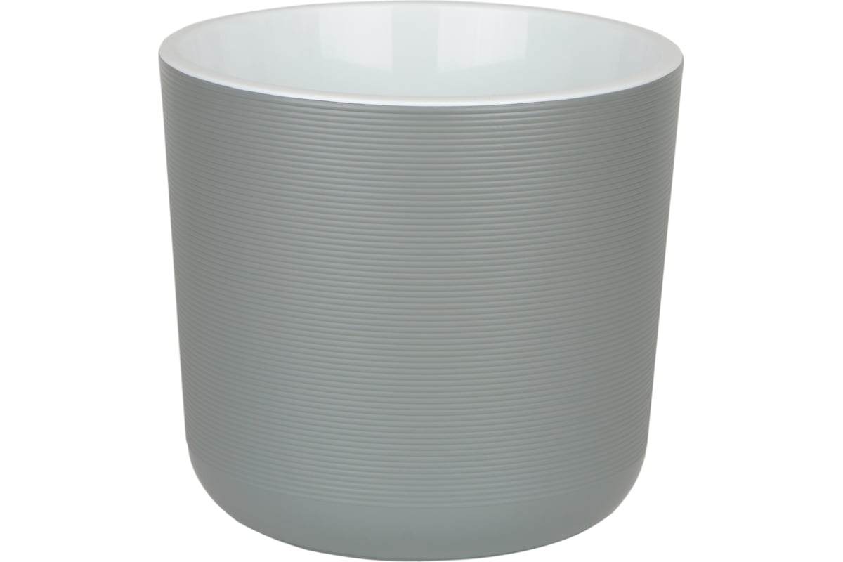 Пластиковый горшок с вкладкой liveingreen Лион серый муссон, диам. 19 ...