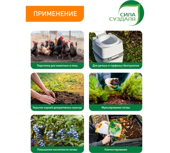 Верховой кислый торф Сила Суздаля 250 л 4680004063377