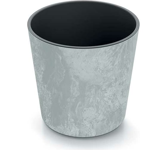 Кашпо с вкладышем Prosperplast DURO250E 422U Кашпо URBI ROUND EFFECT диам. 25 см, высота 25 см, 7 и 9 л, бетон 067019