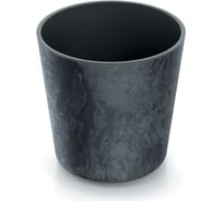 Кашпо с вкладышем Prosperplast DURO300E S433 Кашпо URBI ROUND EFFECT диам. 30 см, высота 295 мм, 15 и 17 л, бетон антрацит 067027