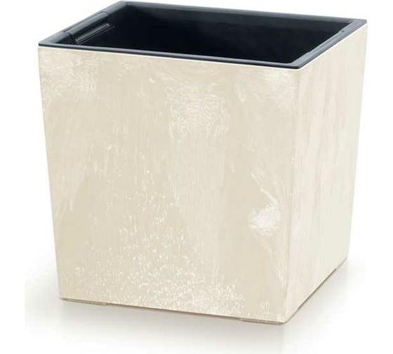 Кашпо с вкладышем Prosperplast DURS240LE CY700 Кашпо URBI SQUARE LOW EFFECT 24cх24х24 см, кремовое 067029 1