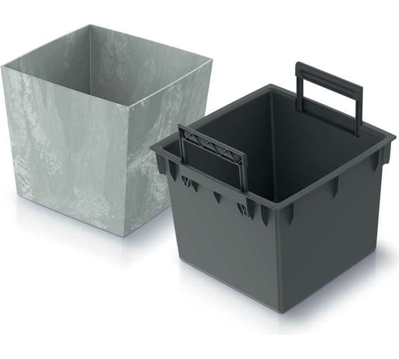 Кашпо с вкладышем Prosperplast DURS300LE 422U Кашпо URBI SQUARE LOW EFFECT 295х295х295 мм, бетон 067037