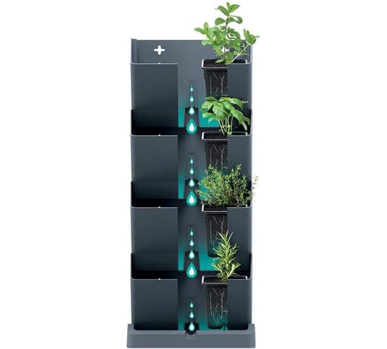 Вертикальный сад и ножницы Prosperplast IO1W200 S433 MINI CASCADE 8 мест, 195 мм,114 мм, антрацит 067053