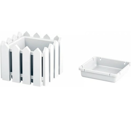 Квадратное кашпо ELLASTIK-PLAST Лардо малое, 195x195x156 мм, белое KASHKVADRSLARDБЕЛ