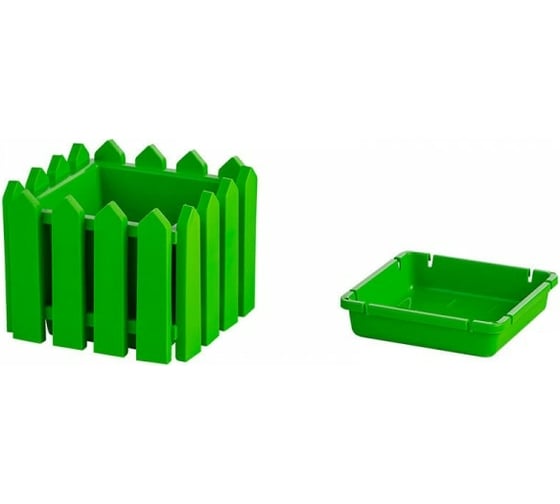 Квадратное кашпо ELLASTIK-PLAST Лардо малое, 195x195x156 мм, салатовое M-KASHKVADRSLARDСАЛ 1