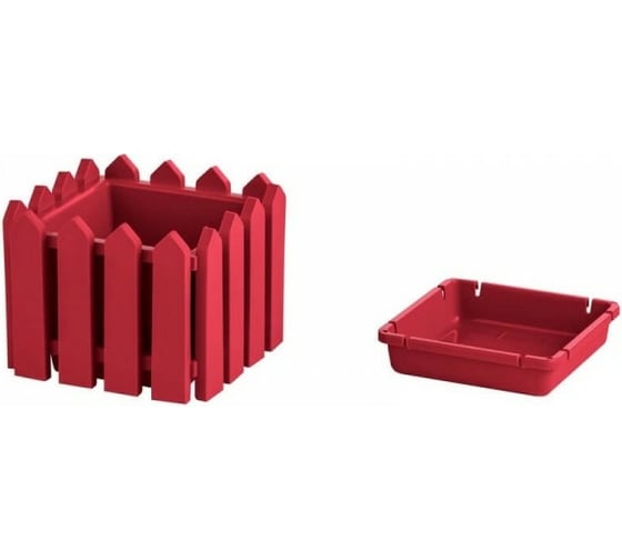 Квадратное кашпо ELLASTIK-PLAST Лардо малое, 195x195x156 мм, ярко-красное M-KASHKVADRSLARDКР