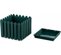 Квадратное кашпо ELLASTIK-PLAST Лардо среднее, 283x283x218 мм, темно-зеленое KASHKVADRMLARDЗЕЛ