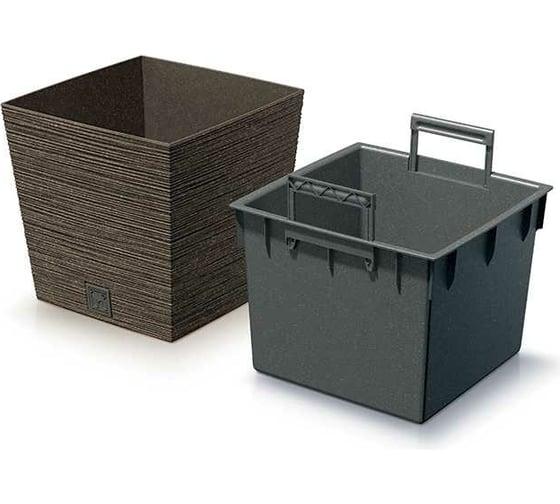 Кашпо Prosperplast DFS240W4625W FURU SQUARE LOW ECO WOOD 240х240х235 мм, кофе 067392