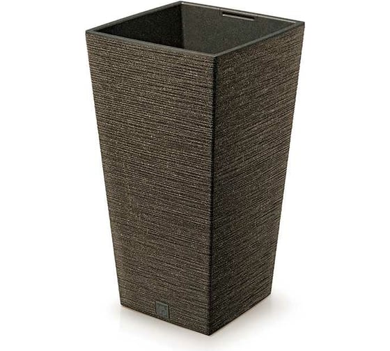 Высокое кашпо с вкладышем Prosperplast DFSH265W4625W FURU SQUARE ECO WOOD  26.5х26.5х50 см, кофе 067414