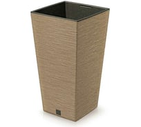 Высокое кашпо с вкладышем Prosperplast DFSH300W4665W FURU SQUARE ECO WOOD 29.5х29.5х55 см, коричневое 067421