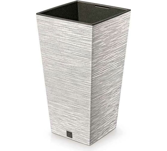 Высокое кашпо с вкладышем Prosperplast DFSH265WS449W FURU SQUARE ECO WOOD 26.5х26.5х50 см, белое 067406