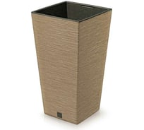 Высокое кашпо с вкладышем Prosperplast DFSH400W4665W FURU SQUARE ECO WOOD 395х395х755 мм, коричневое 067429