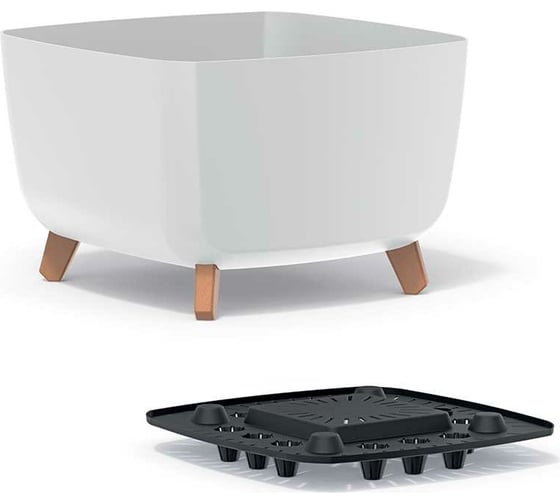 Кашпо на ножках Prosperplast DGQL400 S449 GRACIA SQUARE 39х39х27 см, белое 067337
