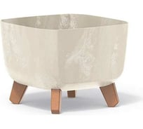 Кашпо на ножках Prosperplast DGQL240ECY700 GRACIA SQUARE BETON EFFECT 240х240х187 мм, кремовое 067364