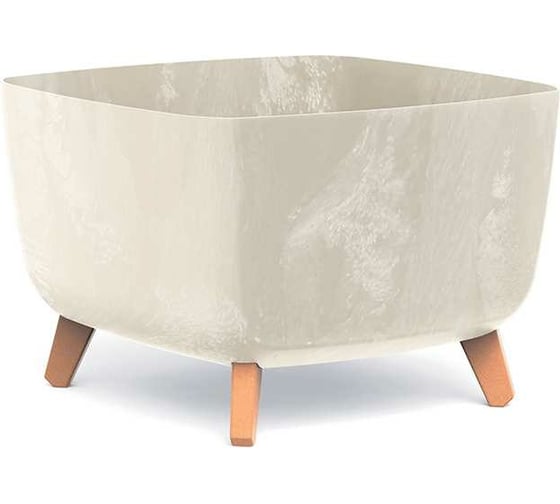 Кашпо на ножках Prosperplast DGQL400E CY700 GRACIA SQUARE BETON EFFECT 39х39х27 см, кремовое 067367 1