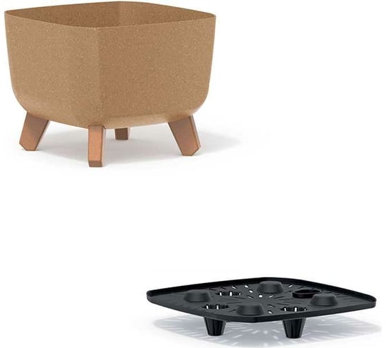 Кашпо на ножках Prosperplast DGQL240W 4665W GRACIA SQUARE ECO WOOD 240х240х187 мм, коричневое 067350