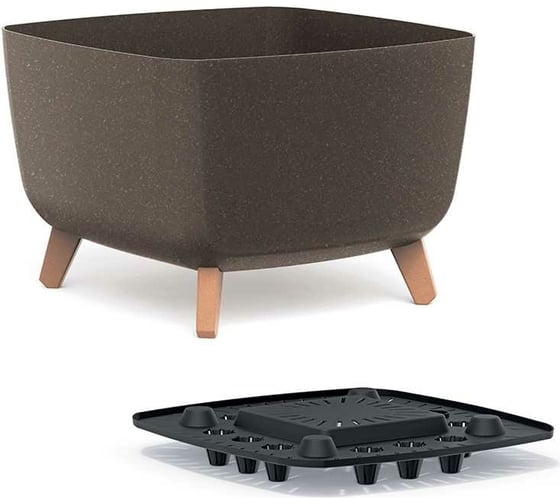 Кашпо на ножках Prosperplast DGQL400W4625W GRACIA SQUARE ECO WOOD 39х39х27 см, кофе 067355