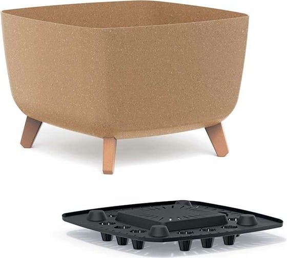 Кашпо на ножках Prosperplast DGQL400W4665W GRACIA SQUARE ECO WOOD 39х39х27 см, коричневое 067354