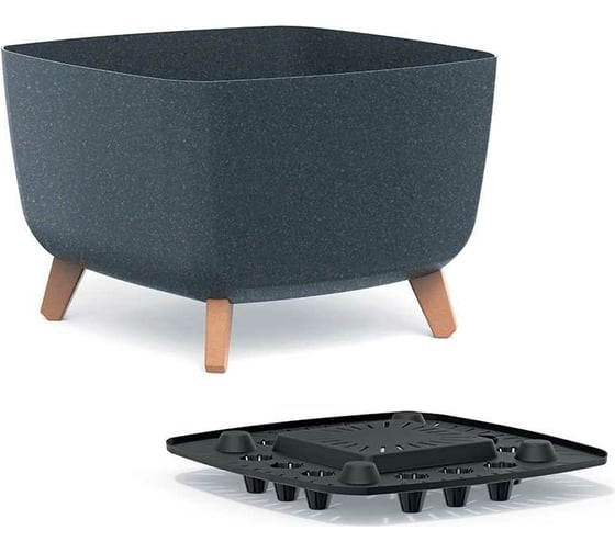 Кашпо на ножках Prosperplast DGQL400WS433W GRACIA SQUARE ECO WOOD 39х39х27 см, антрац 057356 067356