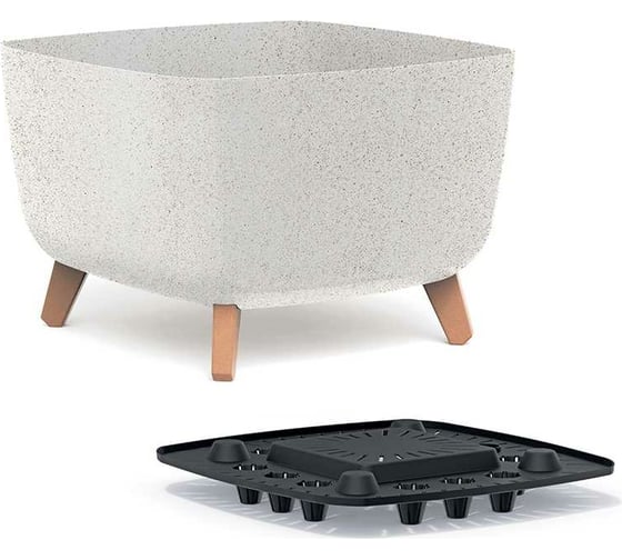 Кашпо на ножках Prosperplast DGQL400WS449W GRACIA SQUARE ECO WOOD 39х39х27 см, белое 067353