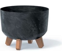 Кашпо на ножках Prosperplast DGRL240E S433 GRACIA BETON EFFECT диам. 238 мм, высота 187 мм, антрацит 067363