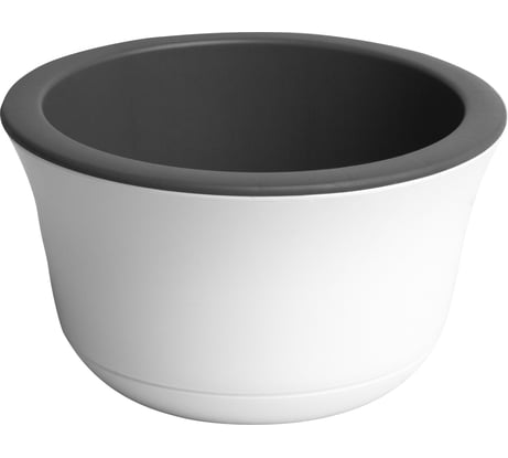 Пластиковый горшок liveingreen ОМЕГА белый c антрацитовой вкладкой, диам. 20 см, высота 12 см, 2.4 л ОМ20-10