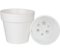 Пластиковый горшок liveingreen Протея 1.4 л, белый, диам. 14.5 см, высота 13 см, с вкладкой ПР14-10