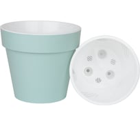 Пластиковый горшок liveingreen Протея 1.4 л, мята/белый, диам. 14.5 см, высота 13 см, с вкладкой ПР14-14