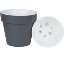 Пластиковый горшок liveingreen Протея 2.3 л, антрацит/белый, диам. 17 см, высота 15.5 см, с вкладкой ПР17-12