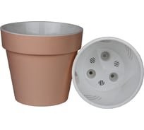 Пластиковый горшок liveingreen Протея 2.3 л, фраппе/белый, диам. 17 см, высота 15.5 см, с вкладкой ПР17-90