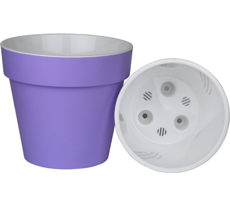 Пластиковый горшок liveingreen Протея 3.7 л, лаванда/белый, диам. 20 см, высота 18.5 см, с вкладкой ПР20-21