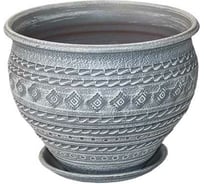 Горшок Сады Аурики 09 039 Кружева серый, чугунок, диам. 16см, высота 13 см, керамика 067319