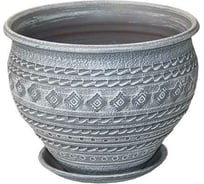 Горшок Сады Аурики 09 139 Кружева серый, чугунок, диам. 21см, высота 17 см, керамика 067320
